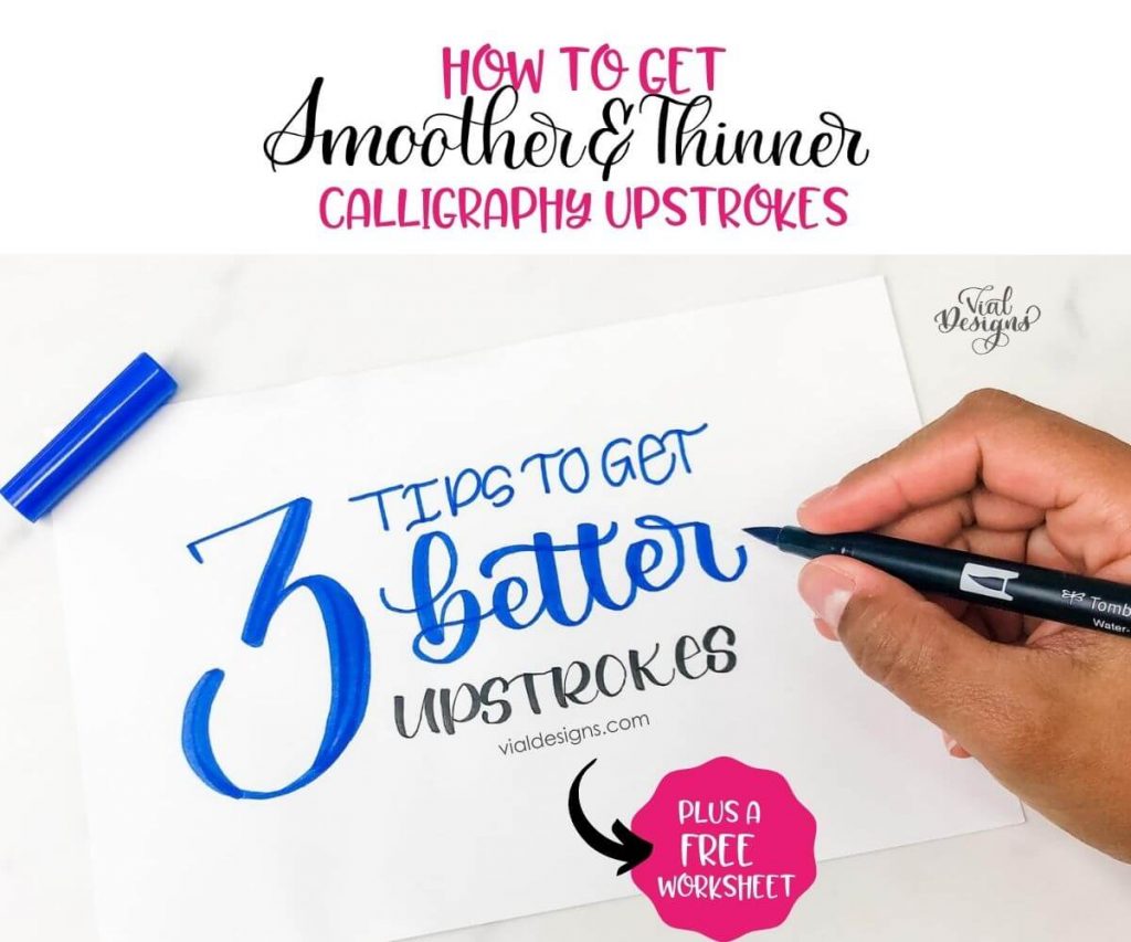 3 tips to get better calligraphy Upstrokes Free Worksheet_Pinterest