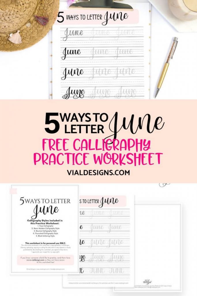 5 Ways to Letter June Tutorial + Free Worksheet by Vial Designs