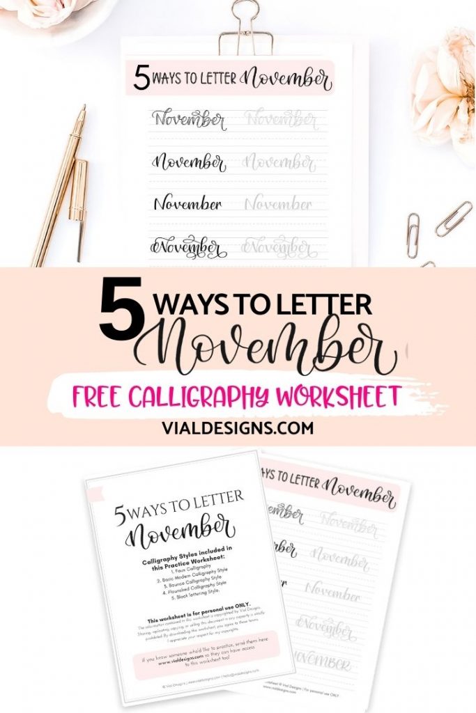 5 WAYS TO LETTER NOVEMBER + FREE WORKSHEET - Vial Designs