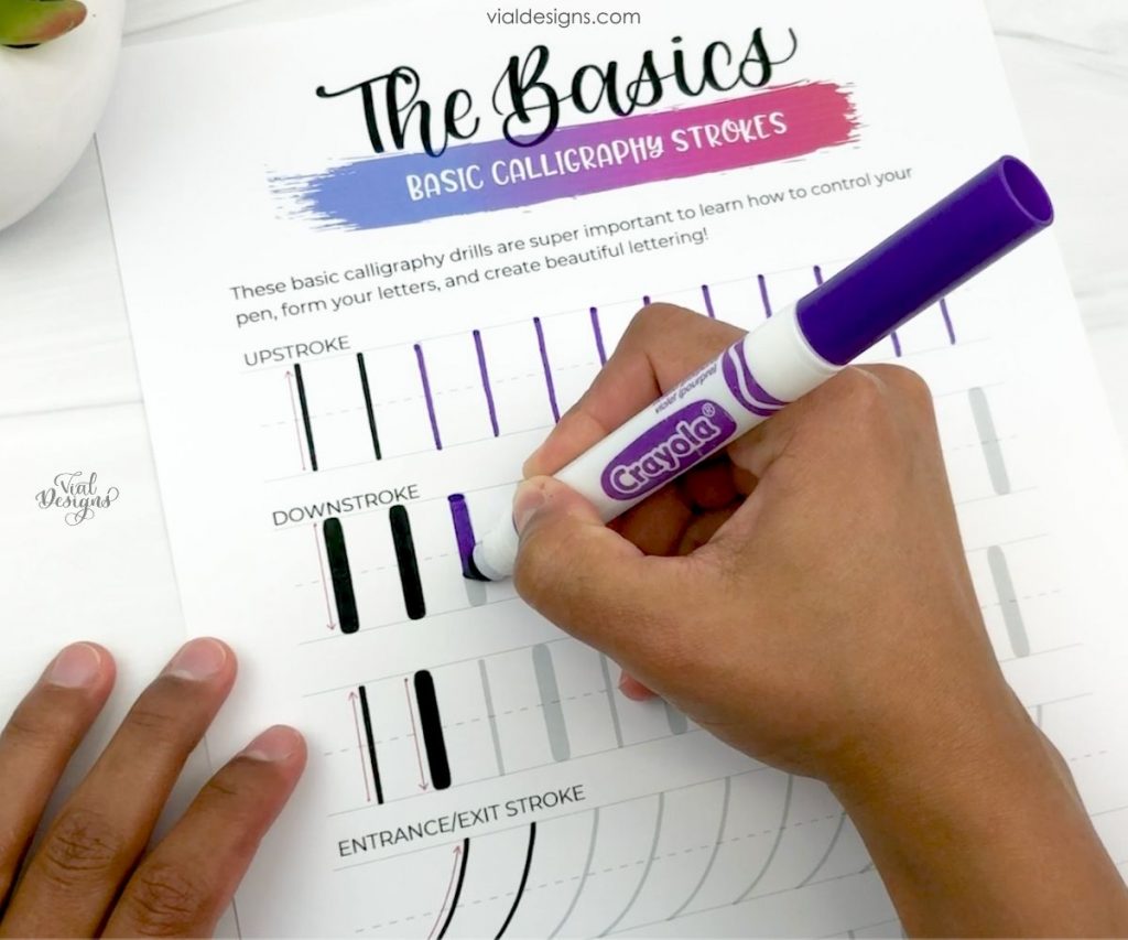 Basic Calligraphy Drills FREE worksheet