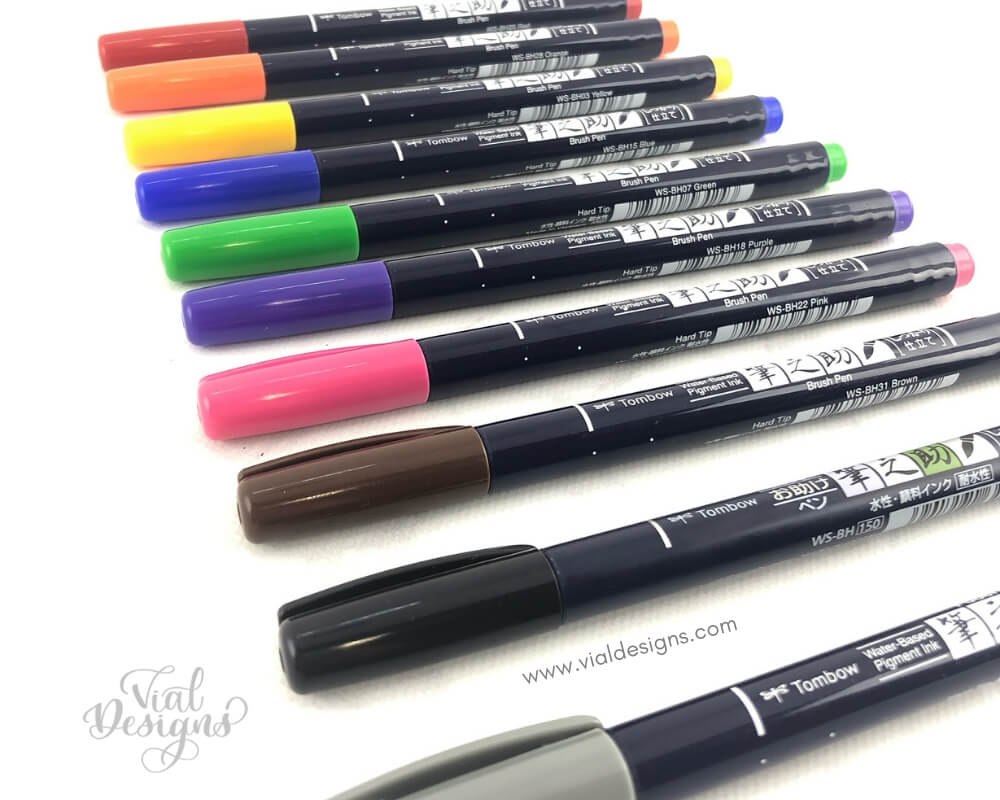 Best Brush Calligraphy Pens for beginners_Tombow Fudenosuke Colors