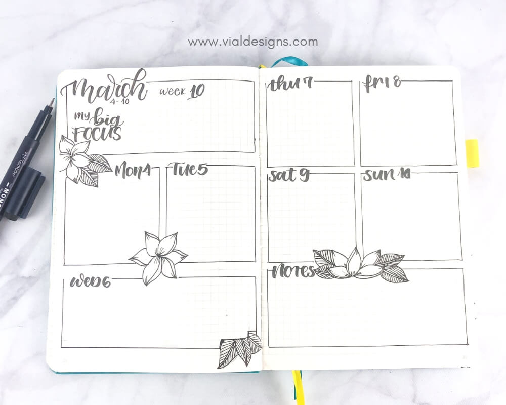 Weekly Spread on my Bullet Journal March 2019 by Vial Designs