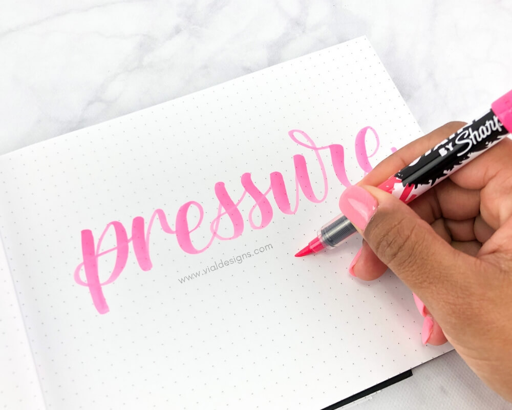 Calligraphy Practice Tip 4 Be Mindful of the Pen Pressure_calligraphy by Vial Designs Using a Sharpie Stained Fabric Marker