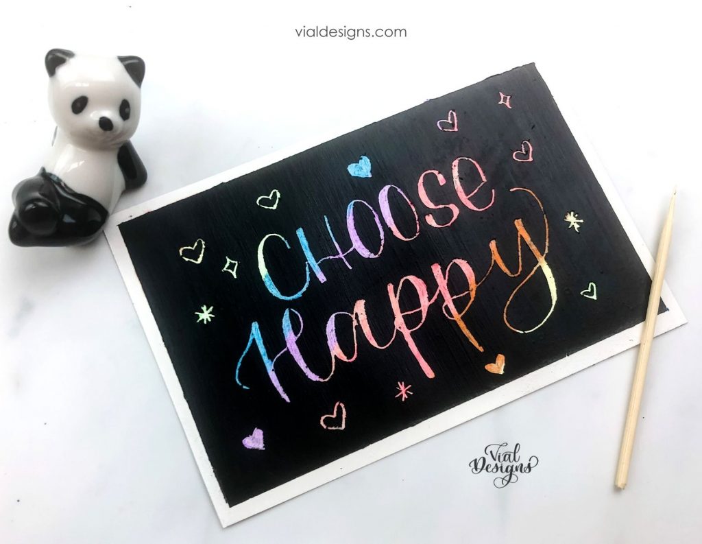 Choose happy card on DIY scratch paper