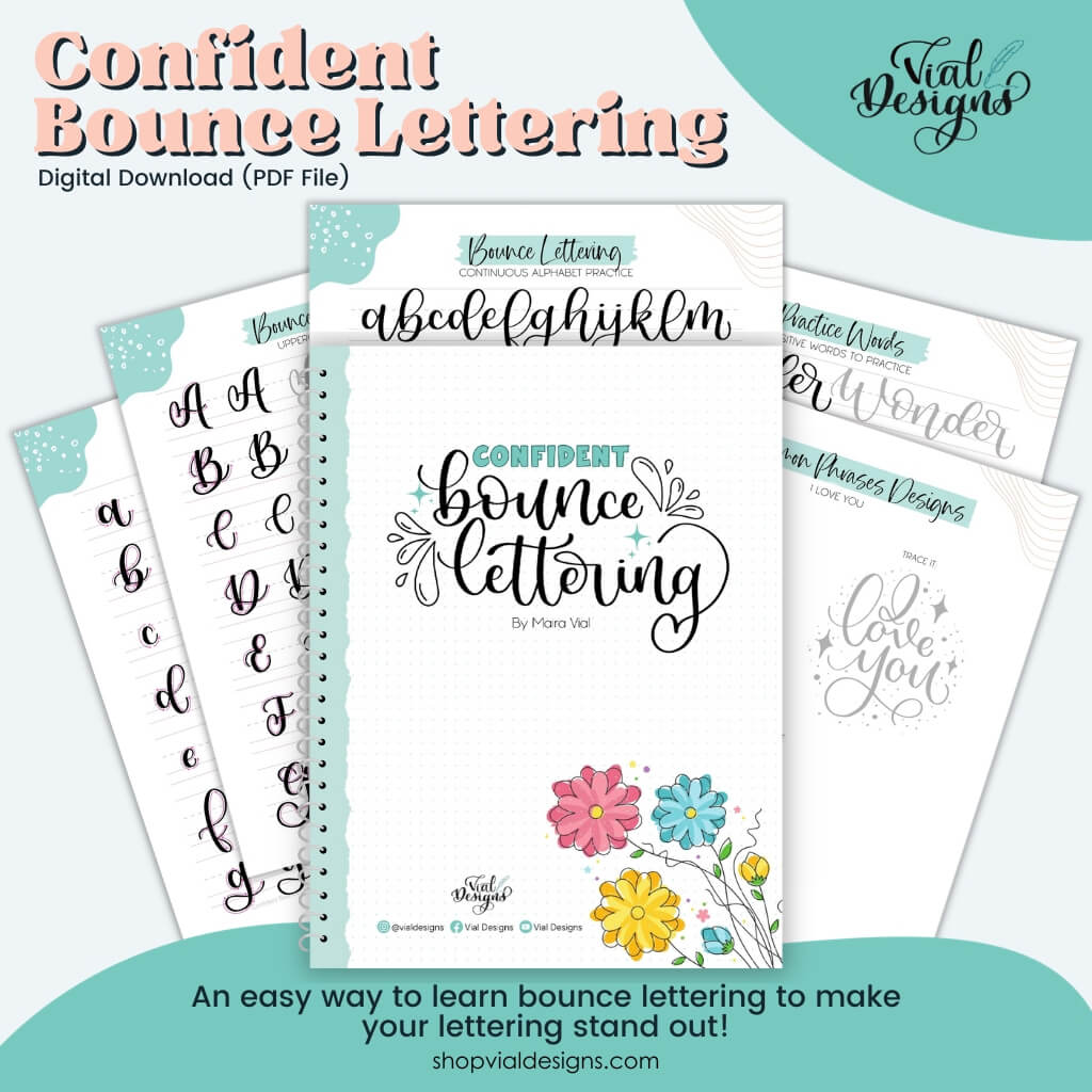 Confident Bounce Lettering Workbook for beginners