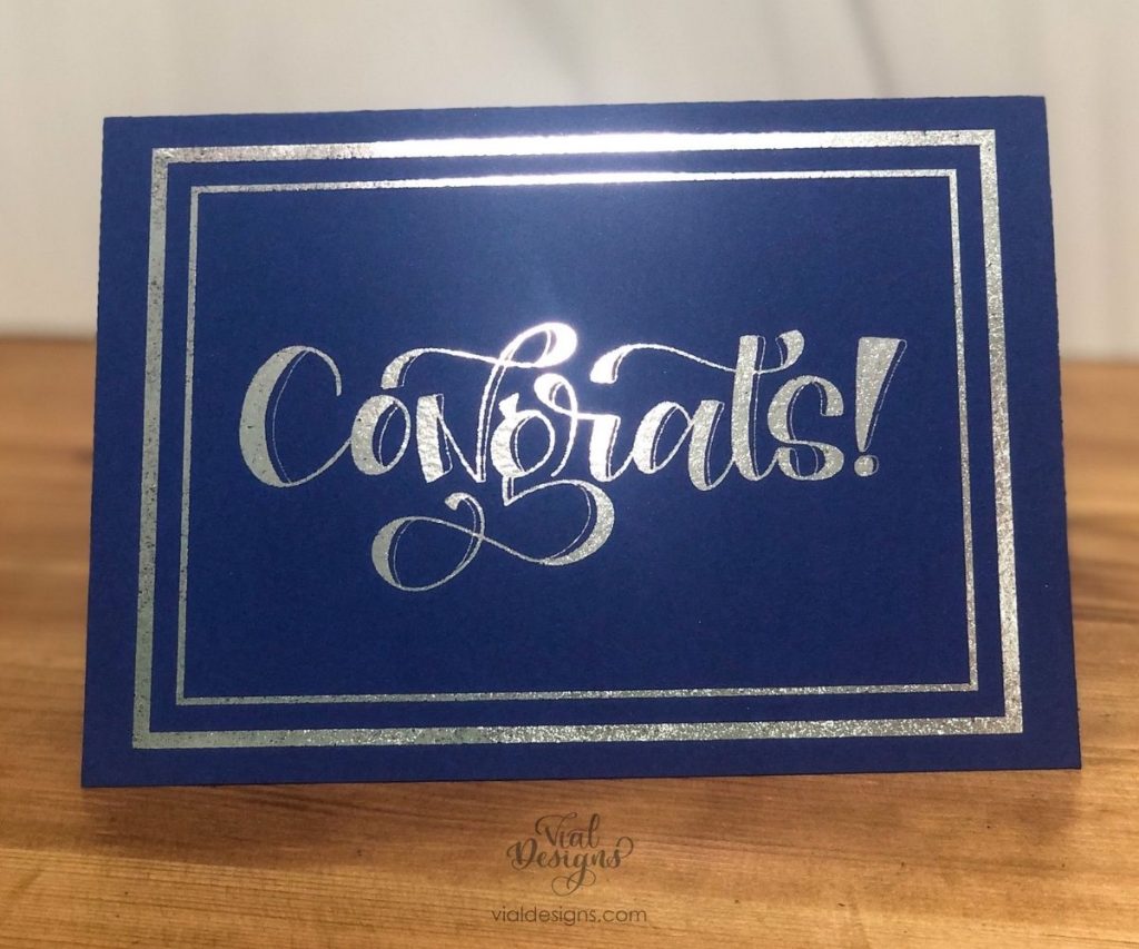 congrats card with silver foil shinning
