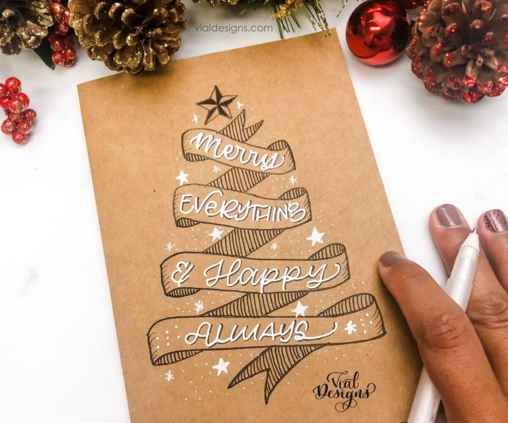 Easy DIY Christmas Calligraphy Card completed