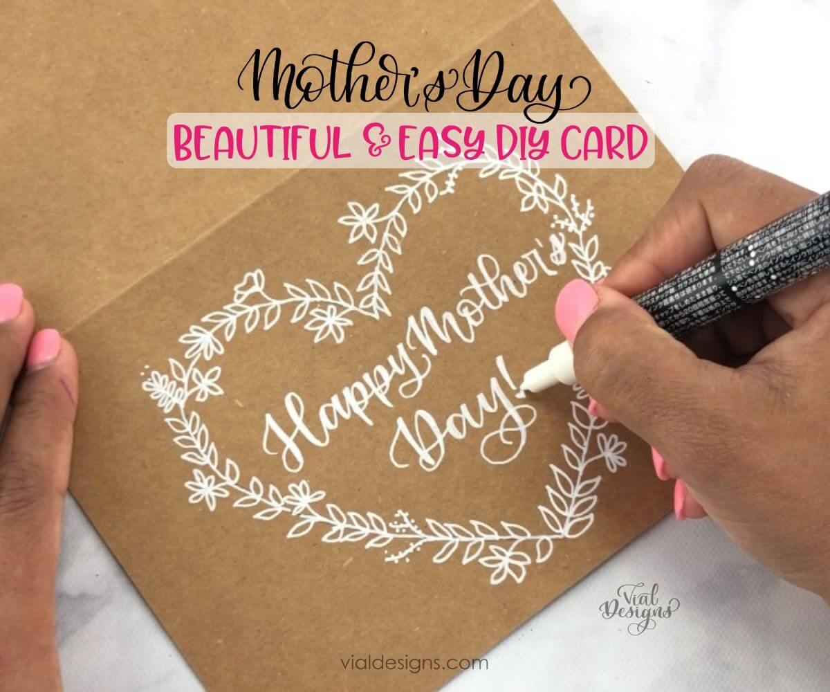 DIY Mother's Day Card_Hand lettering and floral doodle tutorial