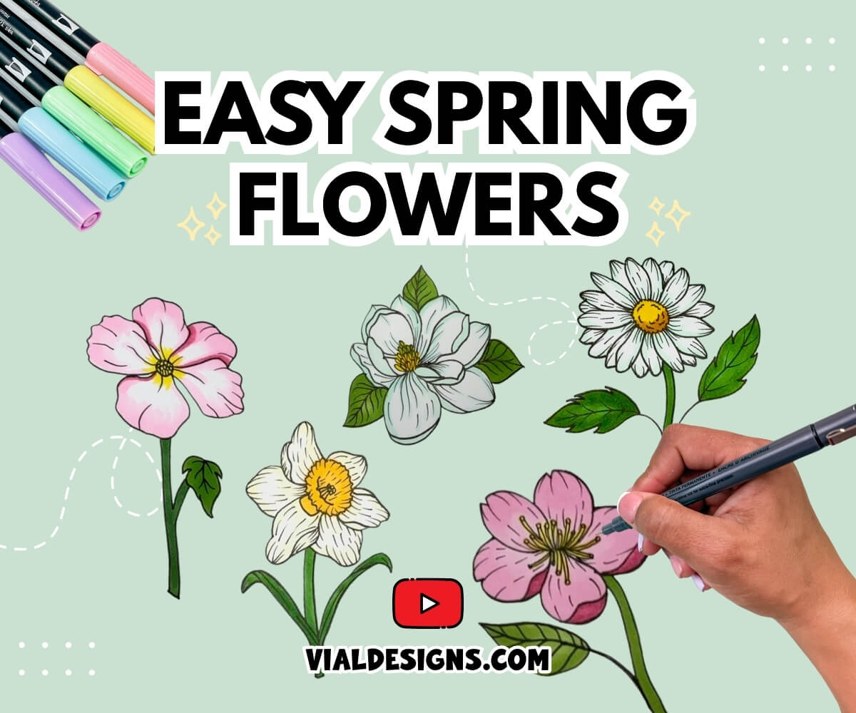 How To Draw Easy Spring Flowers Step-by-step 🌼🌸