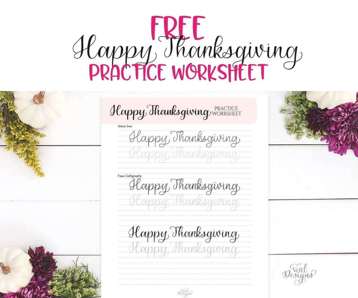 Happy Thanksgiving Free Lettering Worksheet