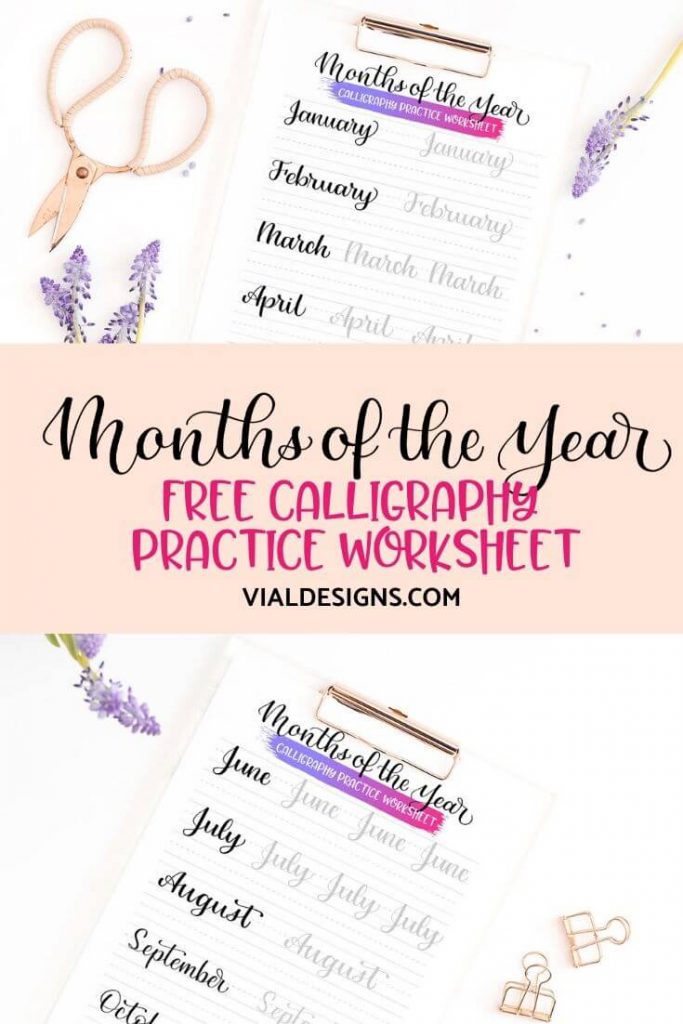 FREE Months of the Year Calligraphy Practice Worksheet