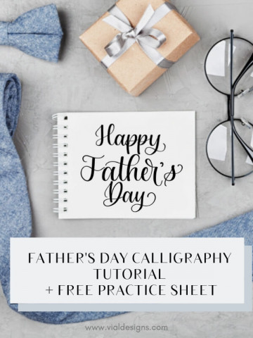 Display of a tie, gift, and glasses, and a Happy Father's Day Calligraphy Note