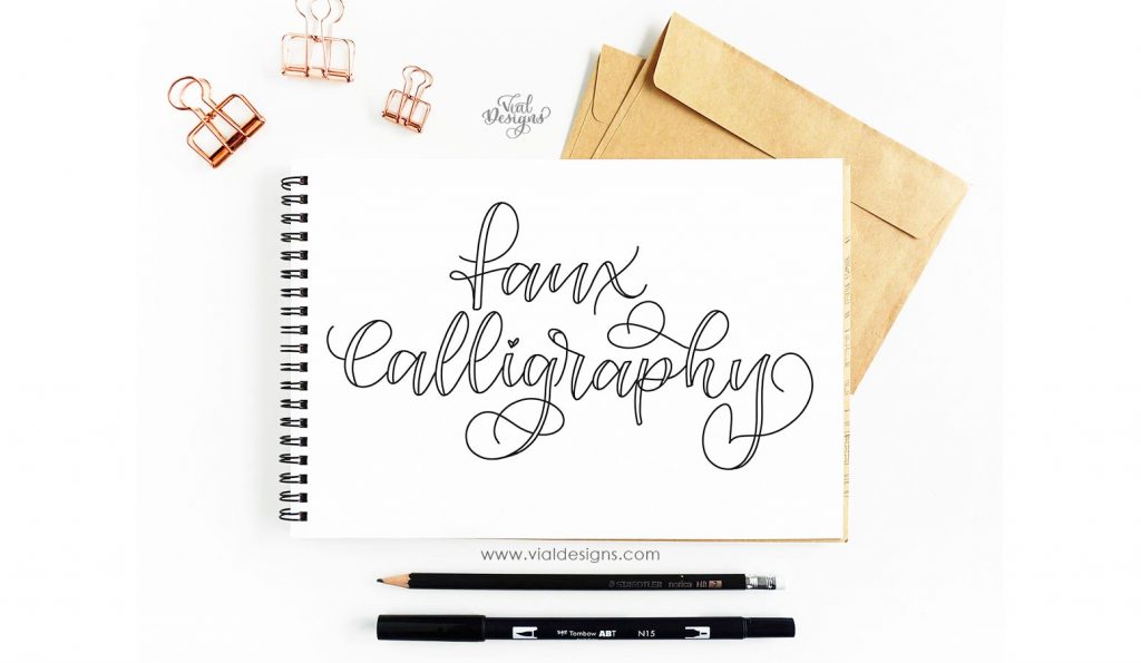 Faux Calligraphy Ste-By-Step Tutorial by Vial Designs