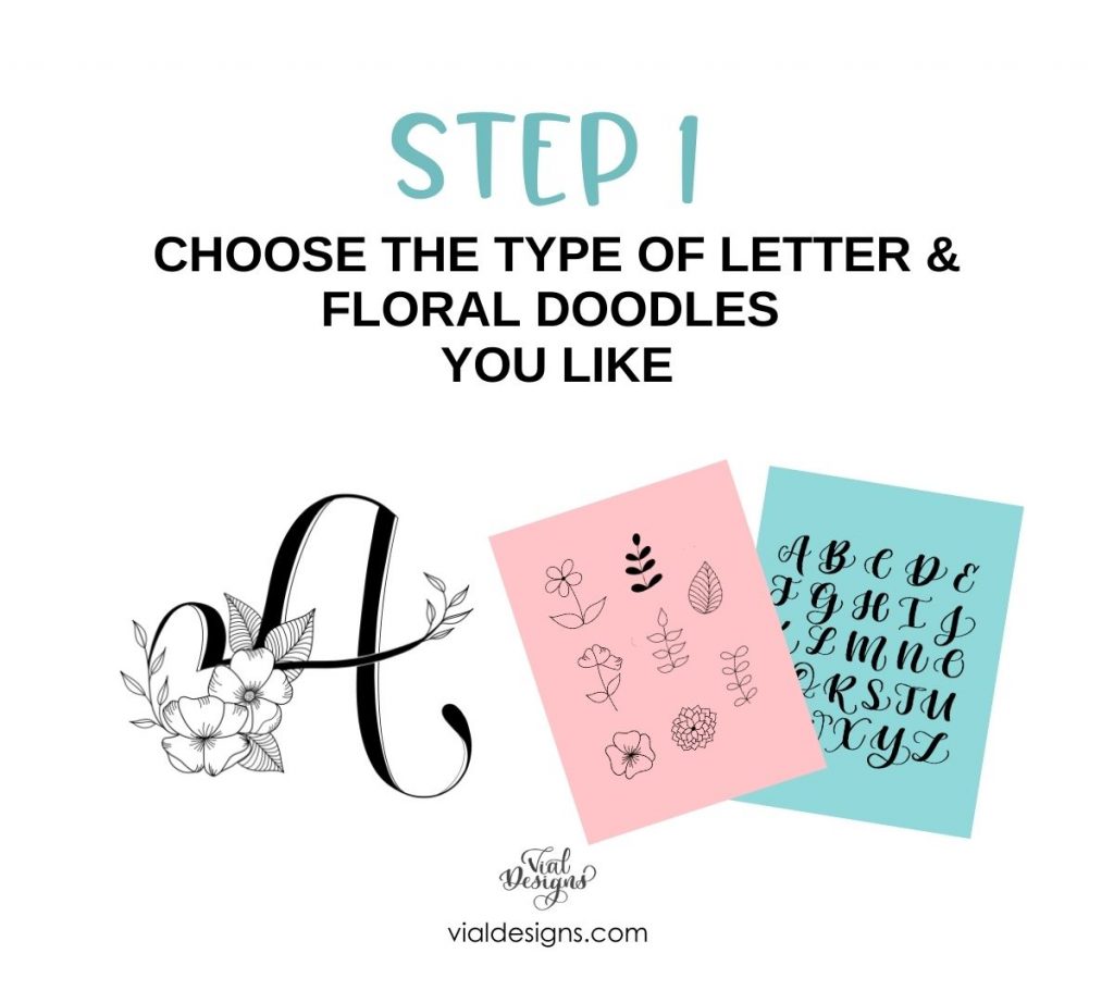 Floral alphabet tutorial_Step1