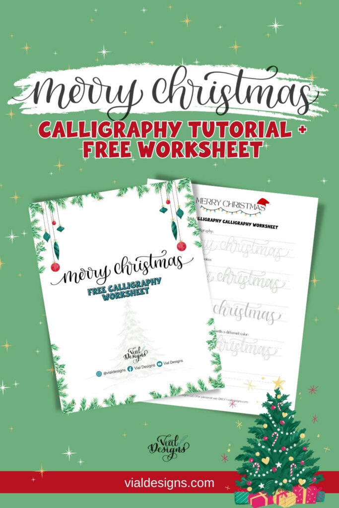 Free Merry Christmas Calligraphy Worksheet
