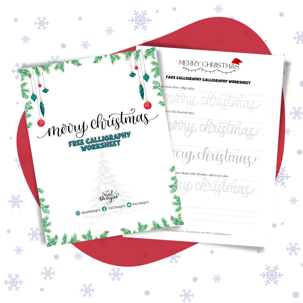 Free Merry Christmas Calligraphy Worksheet