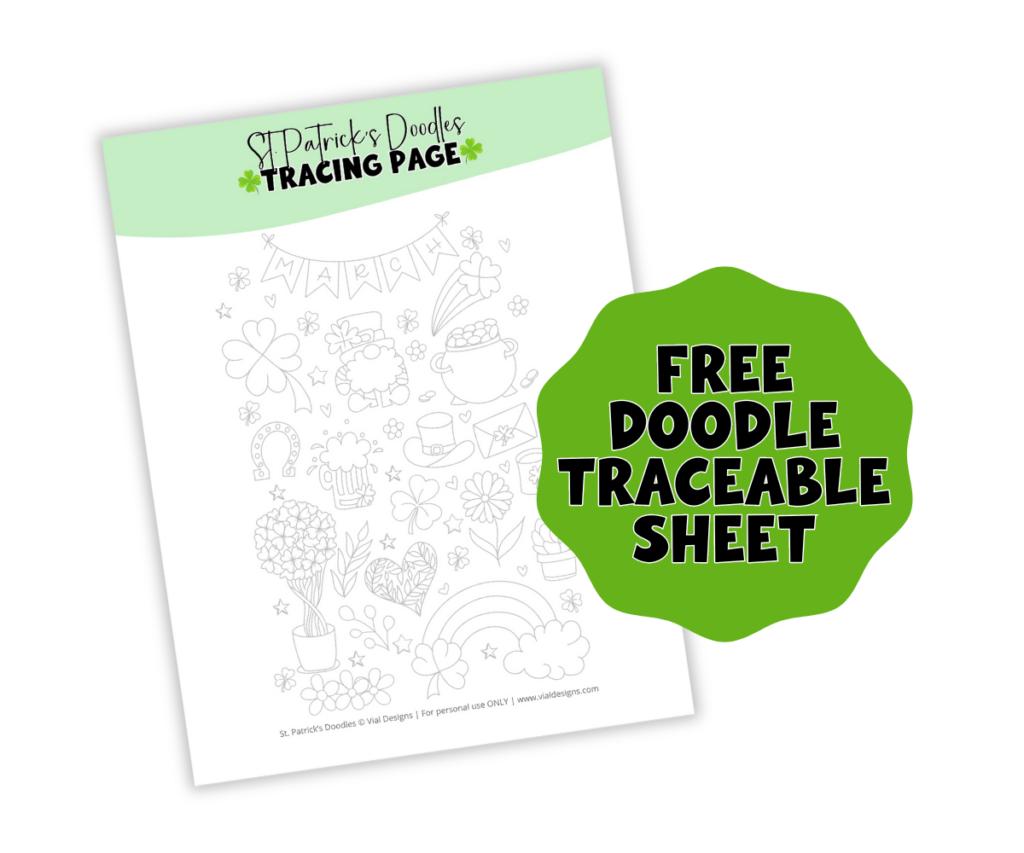 Free valentine's doodle traceable sheet