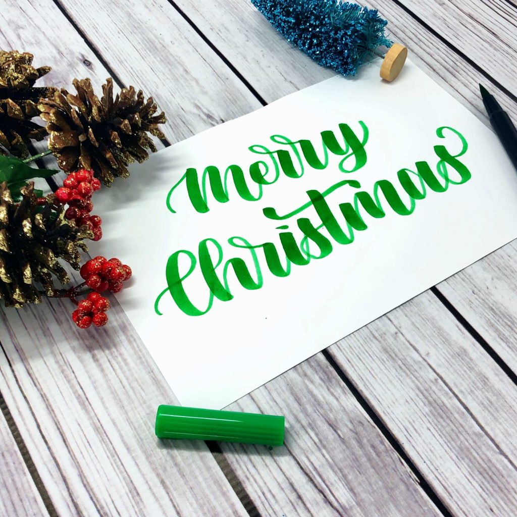 Merry Christmas in Calligraphy Plus Free Practice Sheet by Vial Designs