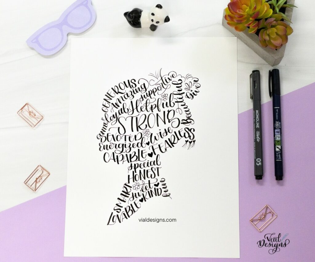Lettering inside shapes Silhouette Word Collage