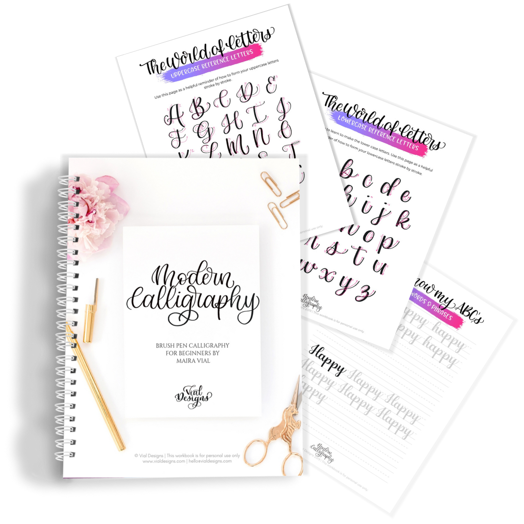 How to Learn Modern Calligraphy Workbook by Vial Designs