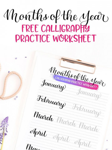 Months of the Year FREE Calligraphy Practice worksheet Featured Image