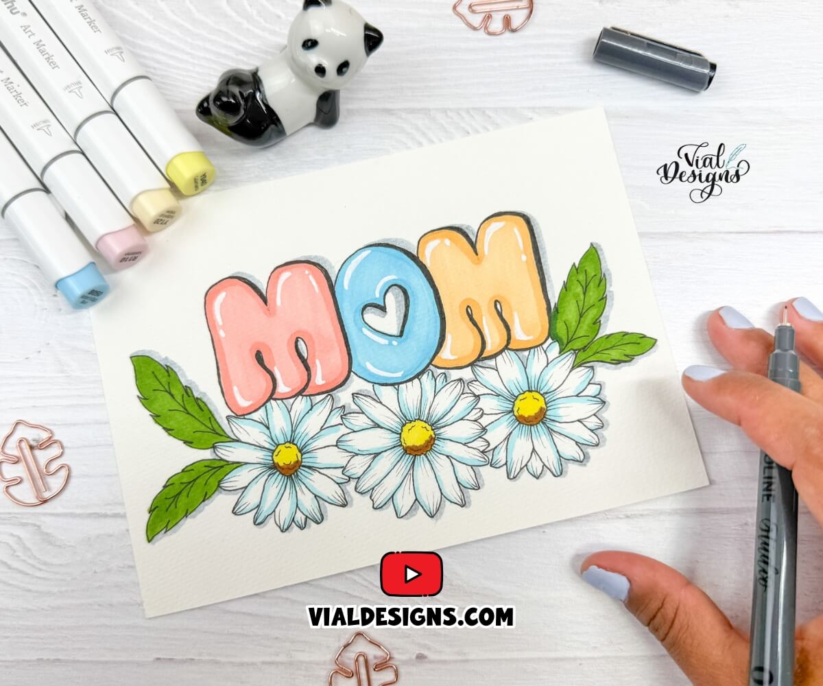 Mother's Day DIY card with bubble lettering featured image