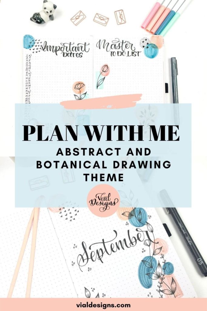 Plan-with-me-Abstract-and-botanical-drawing-theme-september-bullet-journal