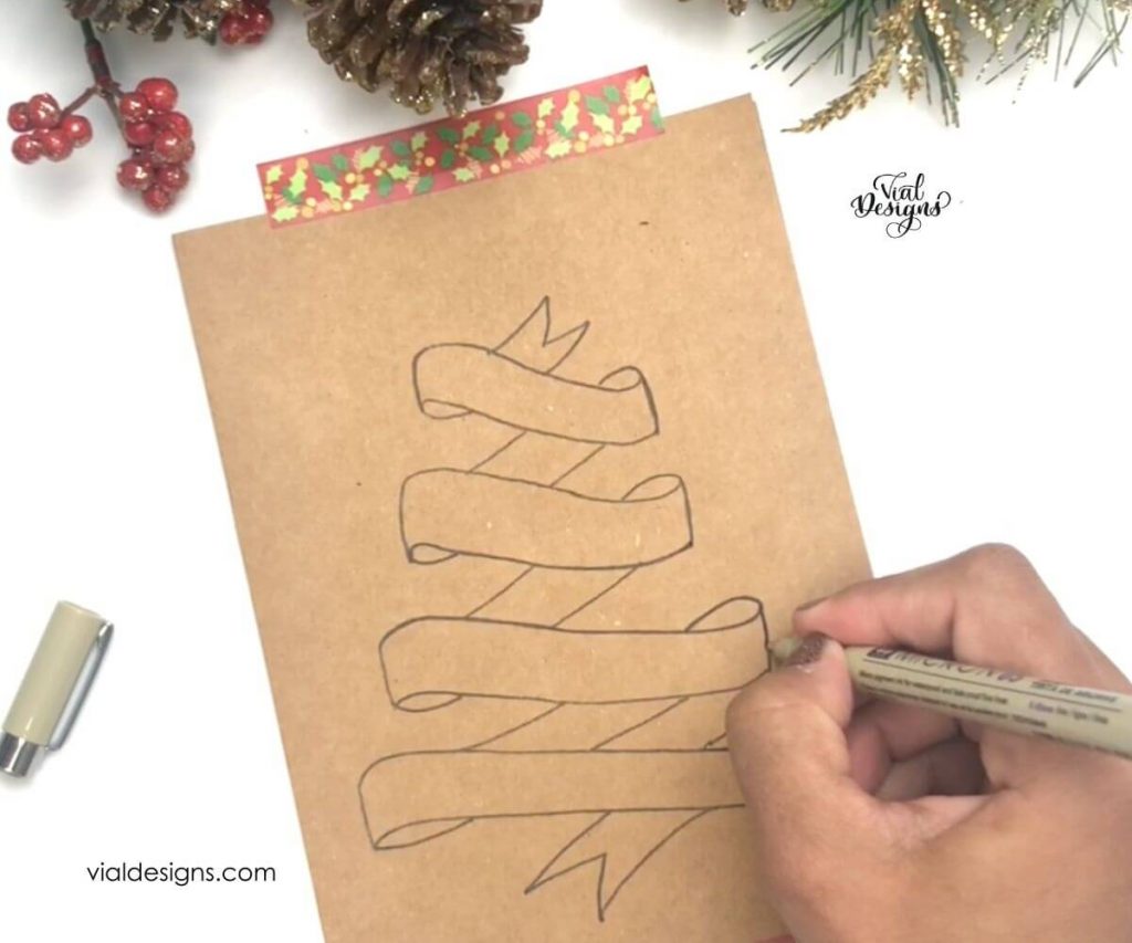 Step 5 Trace over your design_Easy DIY Christmas Calligraphy Card