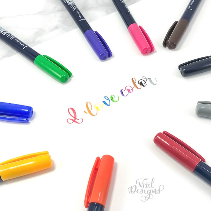 I love Color Picture done with the Tombow Fudenosuke Colors Brush Calligraphy Pens by Vial Designs