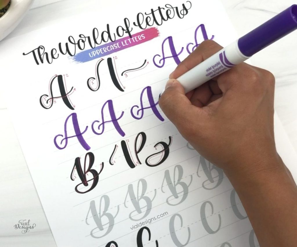 Uppercase letters page from my Modern Calligraphy Workbook