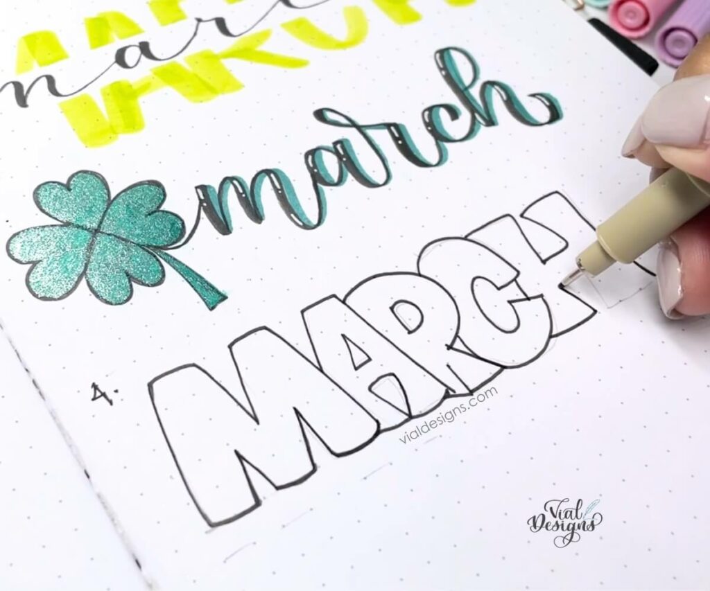 how to write march in bubble letters