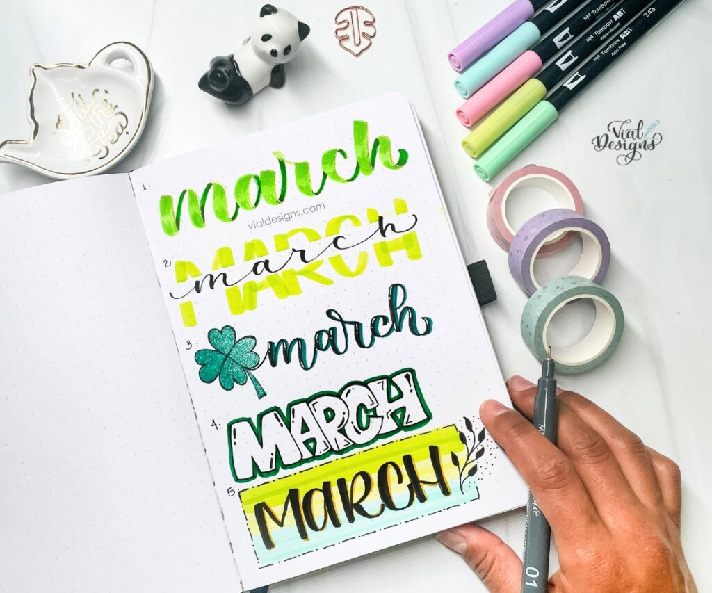 march hand lettering cover page ideas